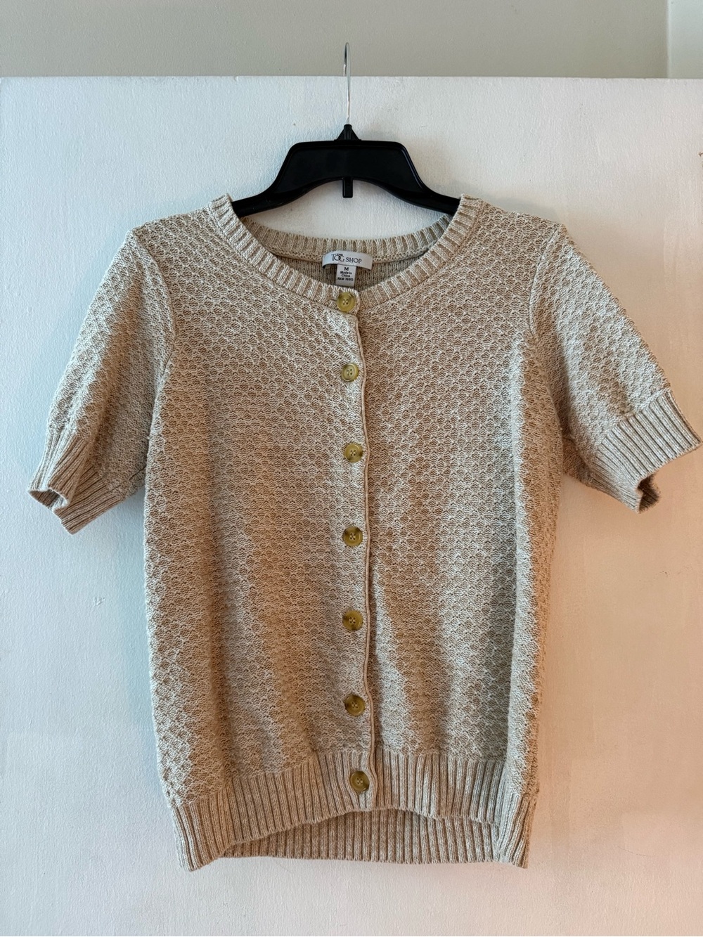 Tog Shop Short-Sleeve Textured Knit Cardigan Sweater Size Medium